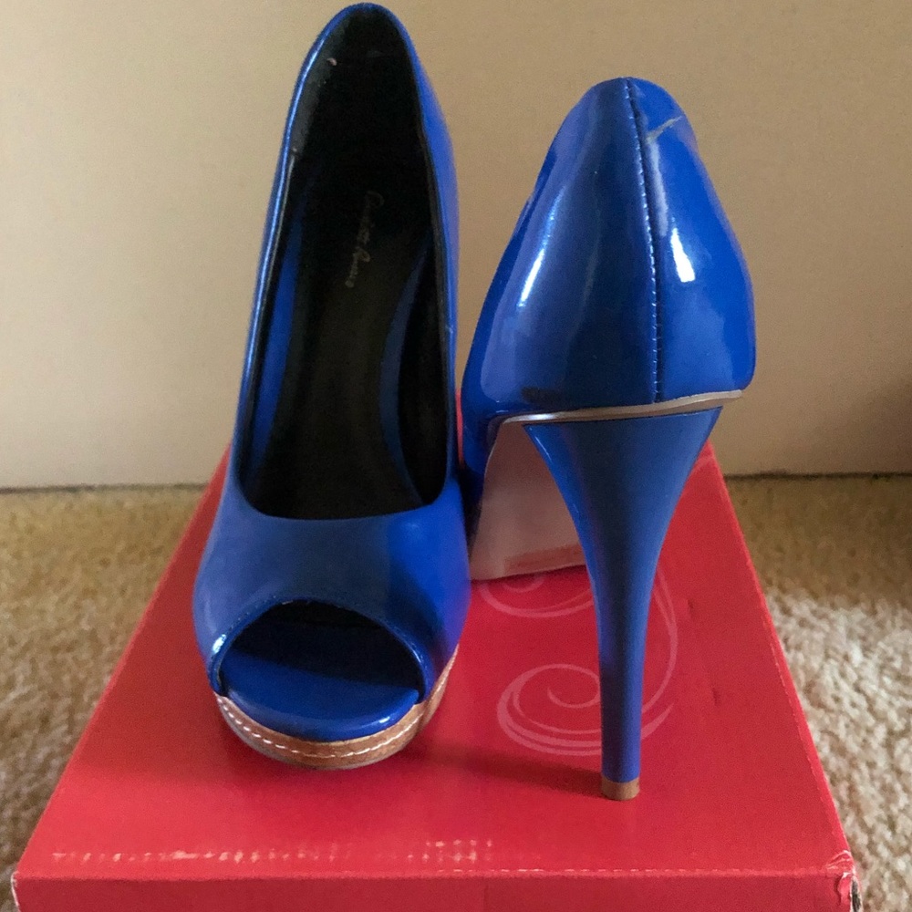 Blue Patent Leather Heels